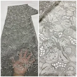 8 Colors Flower Beaded Tube Embroidered Mesh Fabric Fashion Sequin Lace Evening Party Cocktail Dress Material