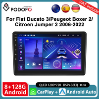 Podofo CarPlay Android Radio For Fiat Ducato 3/Peugeot Boxer 2/Citroen Jumper 2 2006-2022 Car Multimedia Player GPS Head Unit
