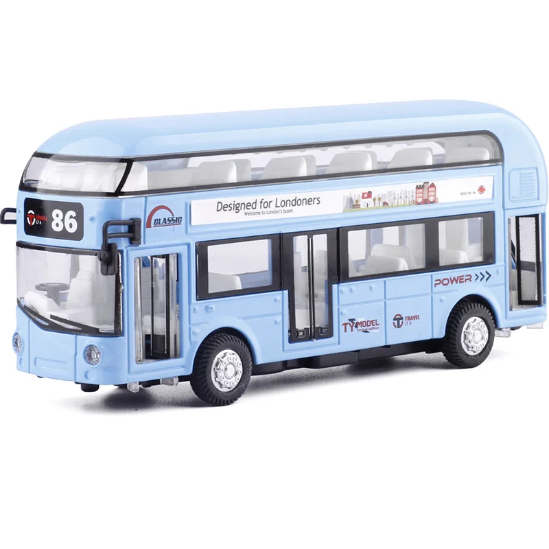 1/36 Double-decker Bus Model Car Alloy Diecast Sound Light Metal Vintage London Autobus Models Home