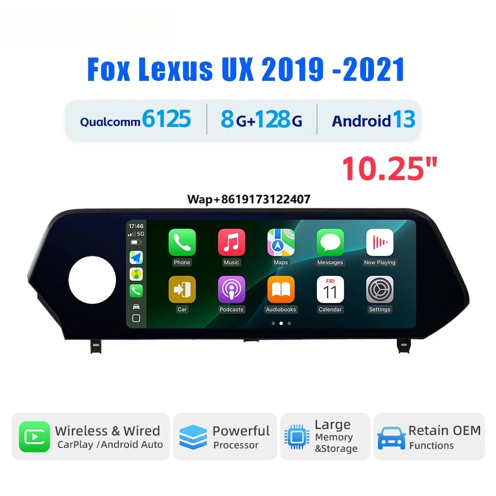 UX 2019-2021 Car Multimedia Player 10.25'' Android 13 for DVD Players with CarPlay Android Interface Binarytek