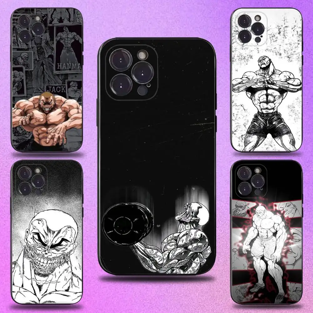 

Jack hanma Phone Case For iPhone 16,15,14,13,12,11 Plus,Pro Max,XS,X,XR,SE,Mini,8,7,Soft Silicone Black Cover
