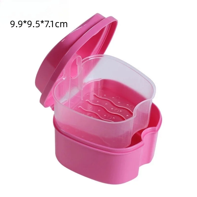 Denture Bath Box Organizer Dental False Teeth Storage Box with Hanging Net Container Cleaning Teeth Cases Artificial Tooth Boxes