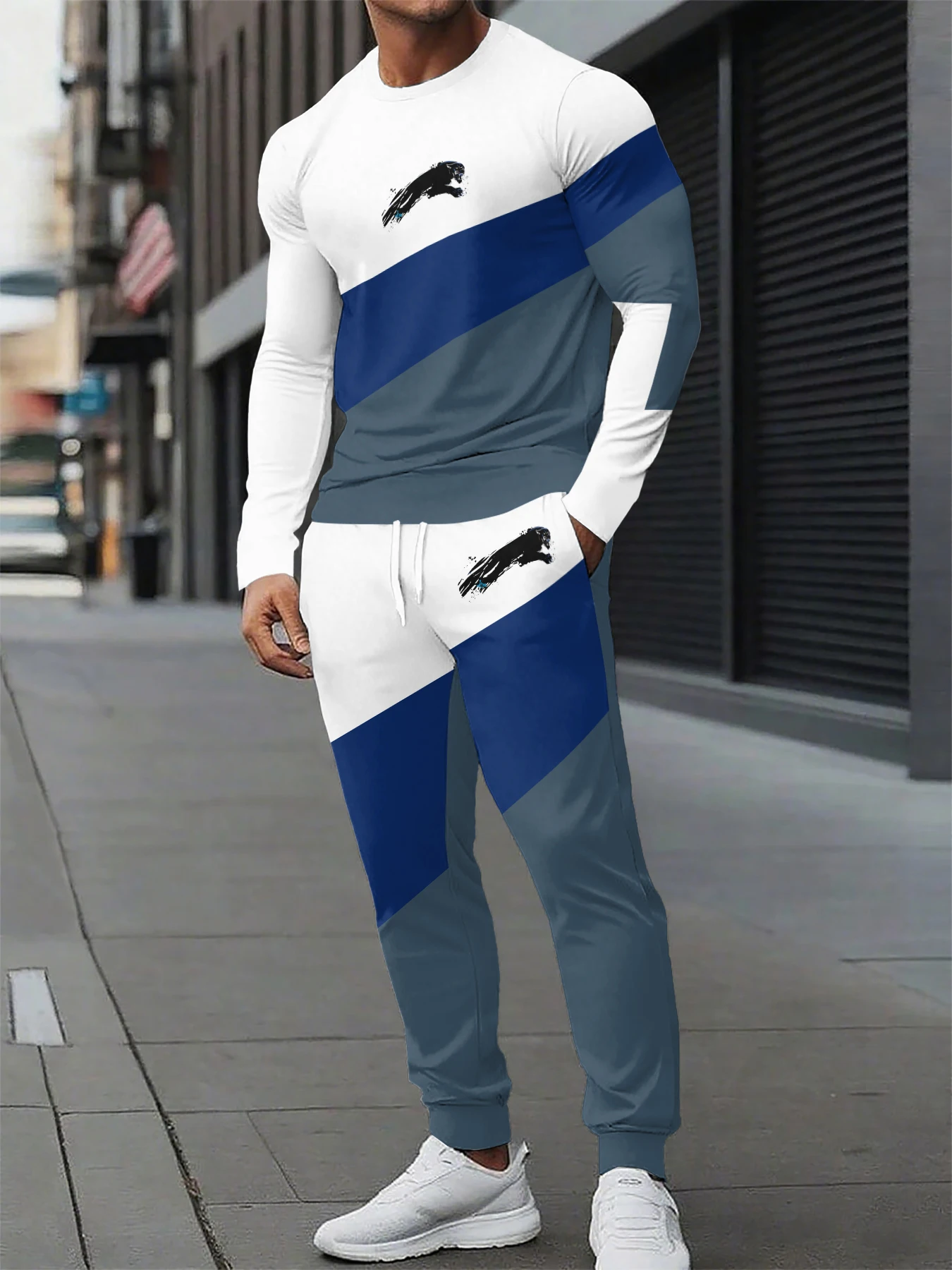 

Men Clothes Set Fashion Long Sleeved T Shirt+Trousers Casual Tracksuit 2 Piece Suit Spring Male Sportswear Streetwear Oversized