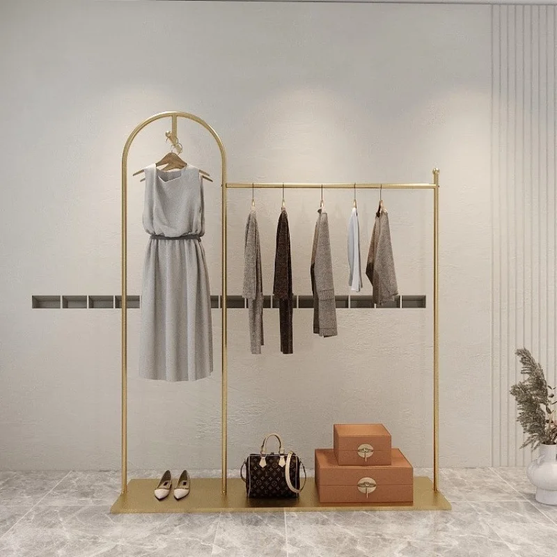 Clothing store display rack Nakajima floor-to-ceiling belt plate hanger women's clothing store wrought iron gold front side hang