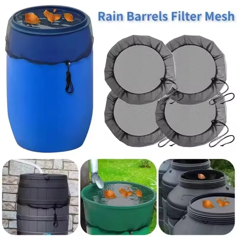 Rainwater Collection Bucket Net Cover with Drawstring - Screen Water Barrel Tank Netting for Rain Barrels And Water Collectors