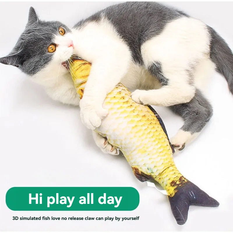 Pet Electric Fish Cat Toy Simulation Fish Swing Dance Fish Interesting Cat Toy Plush 3d Fish Shape Pillow Toy Usb Charging