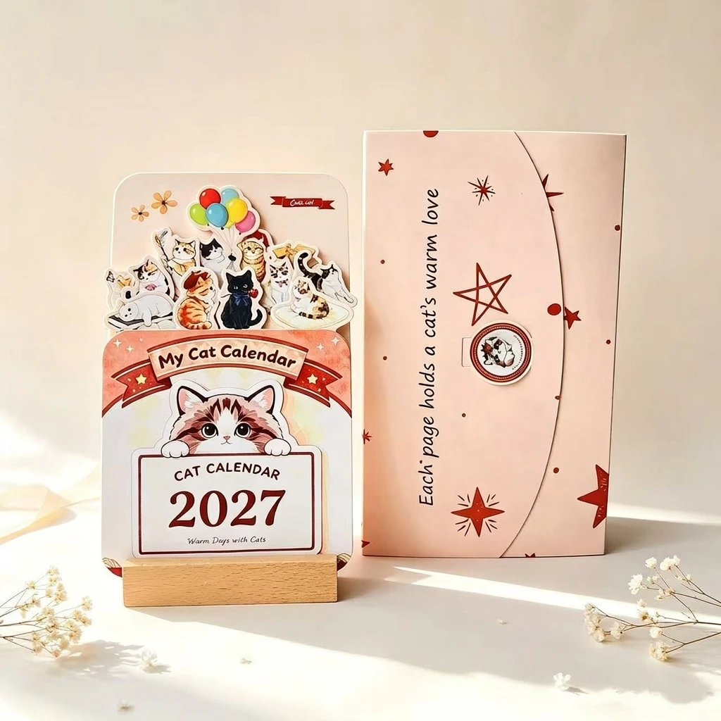 Organize Desk Calendar Minimalist for Office Home Study Room 2027 Wooden Planner Notepad Replaceable Pages Gift Ornament