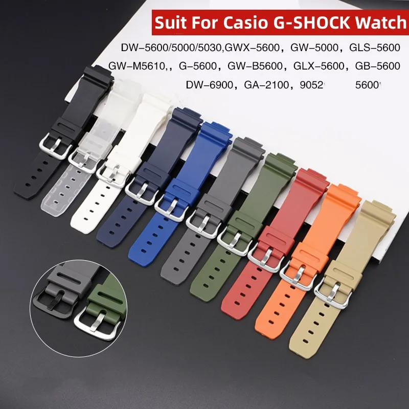 

Rubber Strap for Casio G SHOCK GA 2100 DW-5600 Sport Bracelet Watch Band Stainless Steel Buckle TPU 16mm Replacement Wristband