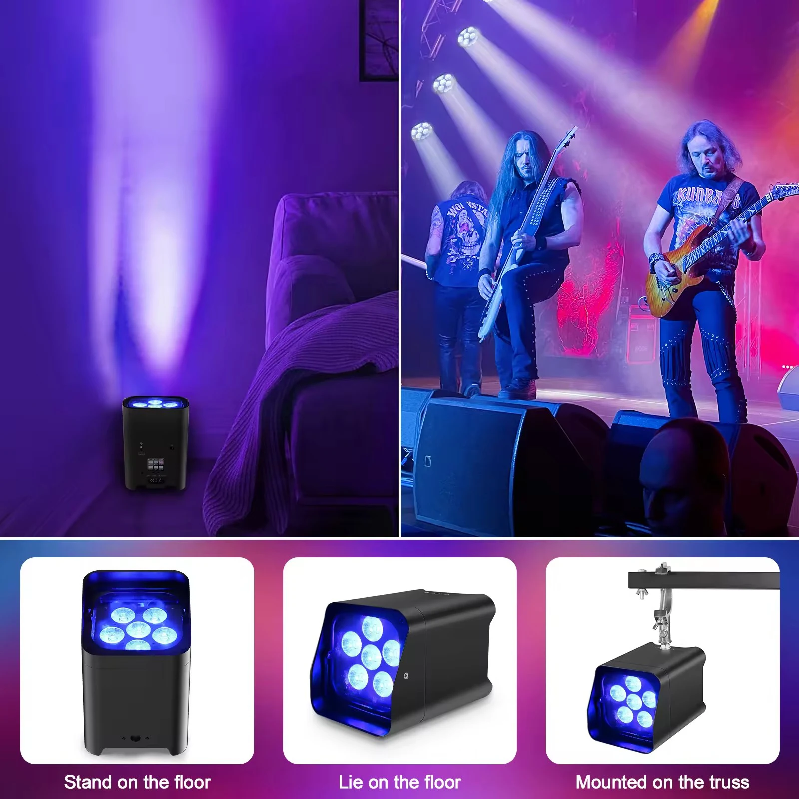 Imagem -05 - Luz de Pagamento com Bateria 6x18w sem Fio Wi-fi Dmx512 Controle Remoto Led Rgbwauv em Luz para dj Casamento Igreja Teatro Iluminação de Palco