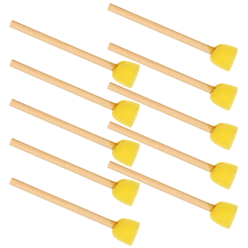 Lot de 12 pinceaux en mousse éponge avec manche en bois, forme ronde, pour peinture, dimensions 850x150x150cm, couleur jaune, pour enfant