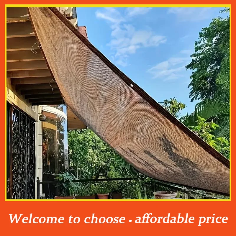 Coffee Sun Shade Net High Density UV Protection Breathable Tear-Resistant Sunblock Cloth For Patio Garden Backyard Pool Outdoor