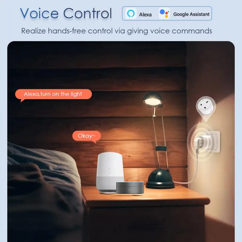 투야 와이파이 스마트 소켓, 전원 모니터, 타이밍 음성 제어, 알렉사 구글 홈으로 작동, 무선 전원 콘센트, 20A, 16A 영국 플러그