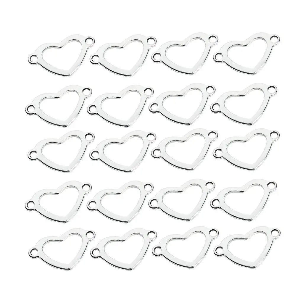 20 Pieces Metal Flat Heart Shaped Blank Coin Stamping Charms Tag Pendants