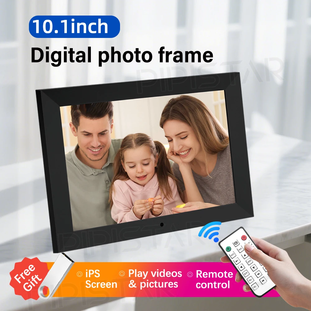 

10.1-inch digital photo frame with 1280P resolution touch screen video player electronic album calendar clock with alarm clock