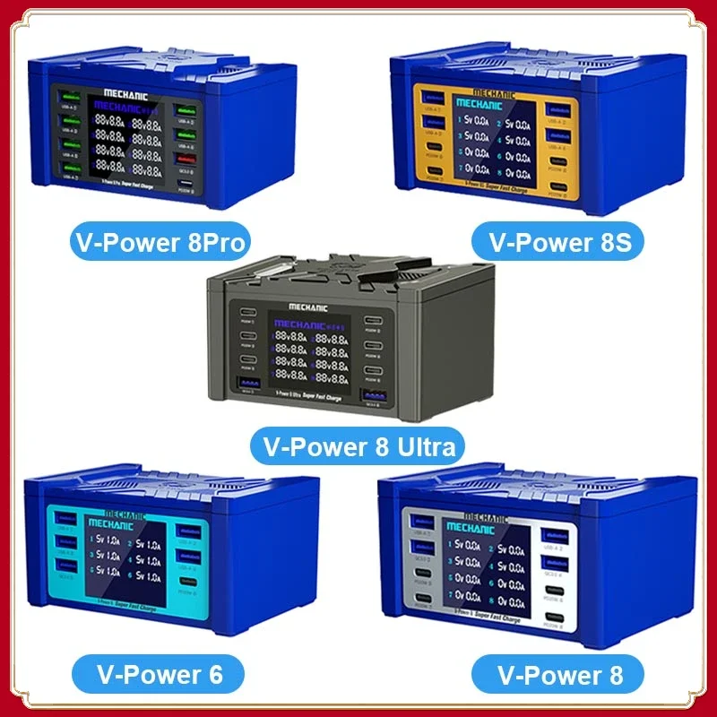 Mecânico V-power 8s 8ultra 8pro Usb Multi Porta Carregador do Telefone Móvel Tablet Carregamento Rápido Display Digital Inteligente