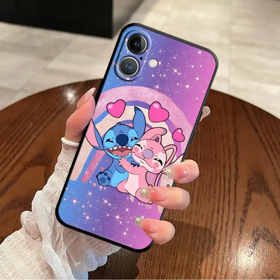 Case for iPhone 17 16 Pro Max 17Air SE X XS XR 14 15 Plus 13 Mini 12 7 8 11 Soft Back Phone Cover Disney Stitch Friends
