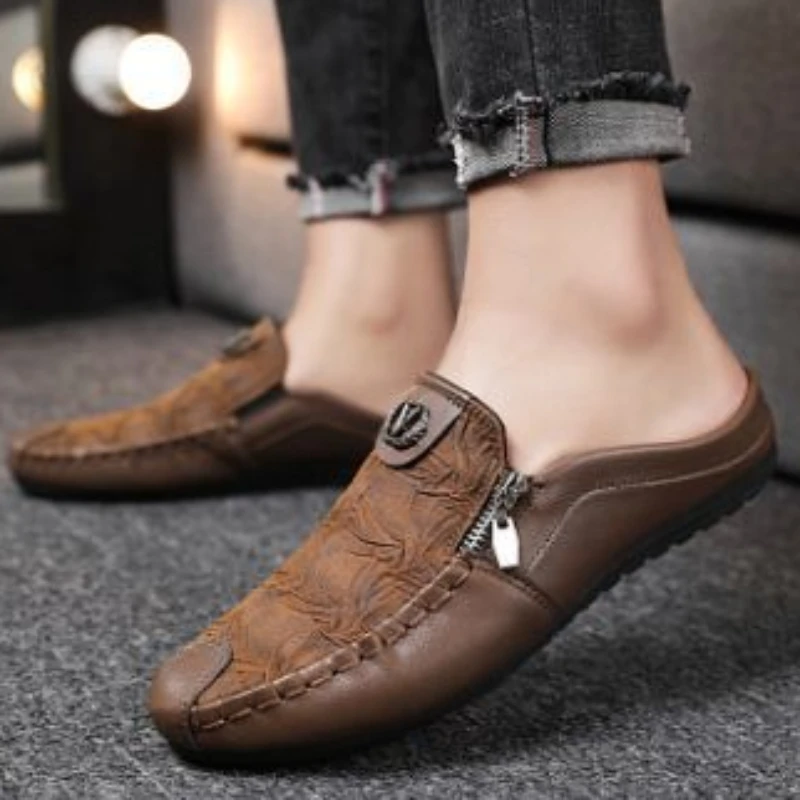 Summer Shoes Mules Slippers for Men Slip-resistant Sandals Man Half Clappers 2025 Cheap Korean Style Adult Designer Luxury Fun