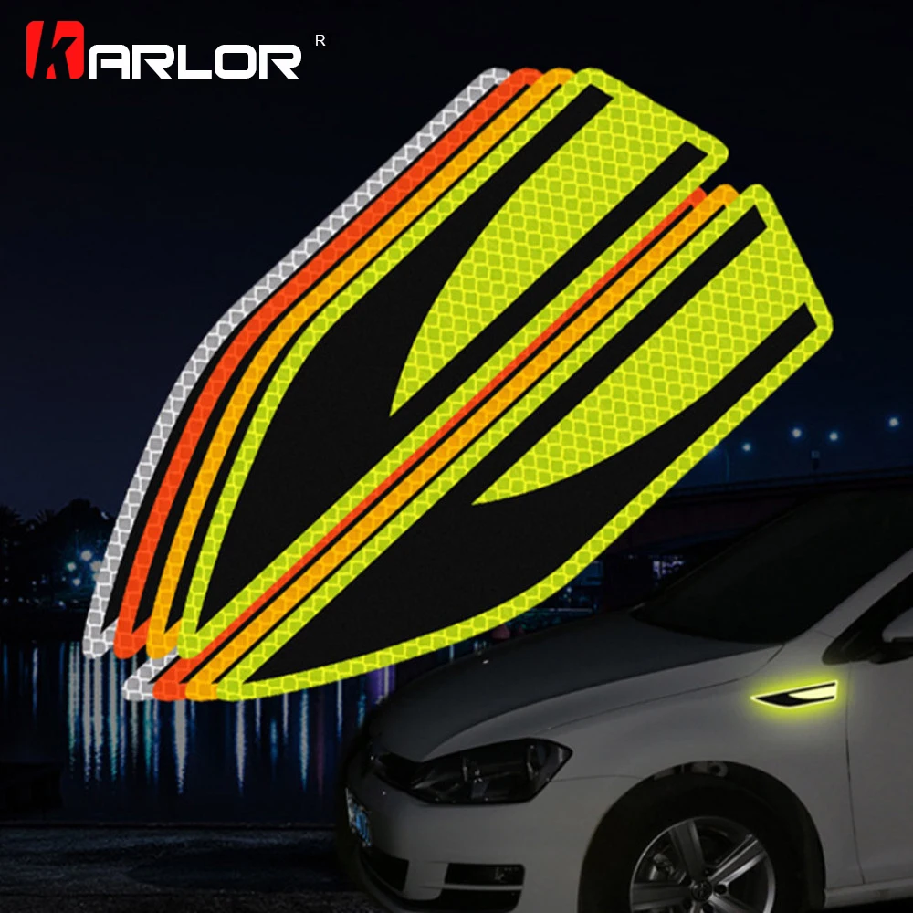 Reflective Strips Security Car Stickers Warning Tape Safety Night Luminous Decoration For Car Waist Auto Car Accessories 1 Pair