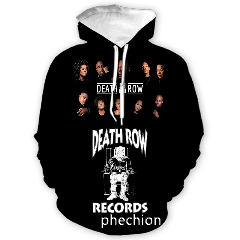 Phechion DEATH ROW 남녀공용 3D 프린트 의류, 긴팔 패션, 맨투맨 후드, 스포츠 캐주얼 바지, Z128, 신제품