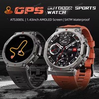 New Design T-Rex 3 AMOLED GPS Smartwatch 5ATM Waterproof 500mAh Long Battery Dual-band GNSS Military 170 Sport Modes Watches Man