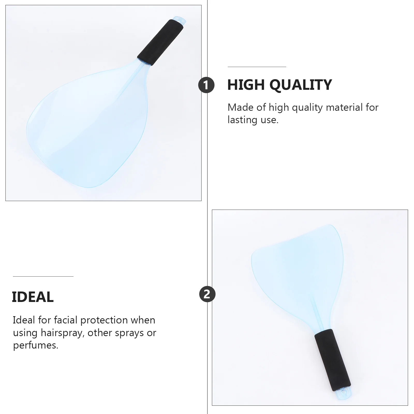 

2pcs Anti-Slip Hairspray Mask Shield Salon Hairdressing Face Eye Protector Plastic Cover Sponge Handle For Facial Spray Pigment