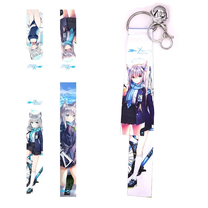 Anime Blue Archive Figures Sunaōkami Shiroko Takanashi Hoshino Waraku Chise Cosplay Bell Streamer Keychains Pendant Backpack Toy