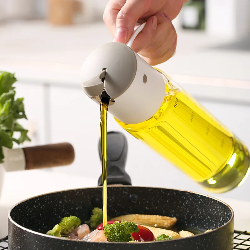 Automatic opening and closing oil pot high borosilicate glass leak proof soy sauce bottle vinegar pot kitchen seasoning bottle