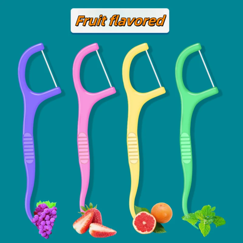 30 Count/pack Fruit Flavor Dental Floss Picks in Individual Pack with Toothpick Oral Health Essential Dental Mint Floss