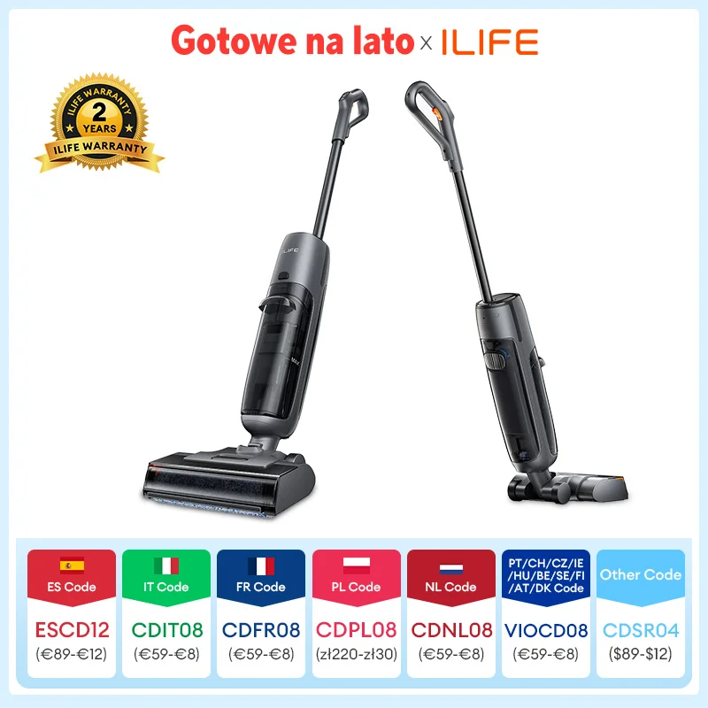 ILIFE W90 Pro, serpillière intelligente sans fil, humide et sèche, aspiration 7000Pa, auto-nettoyage en 1 minute, grand réservoir d'eau double, mise à jour W90