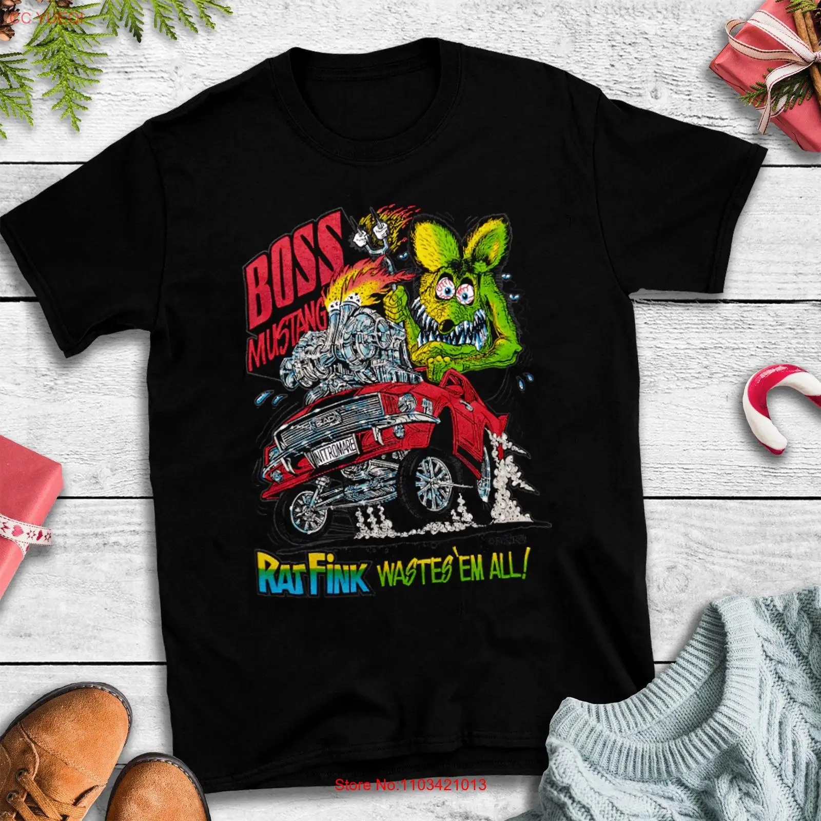 Футболка с коротким рукавом TT081 Ed Roth Rat Fink, забавный подарок, черная, все размеры