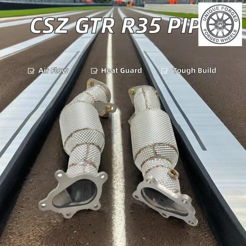 26 StyleHot Selling Accessories High Flow Stainless Steel Exhaust Pipe Catted Downpipe For Nissan GTR R35 V6