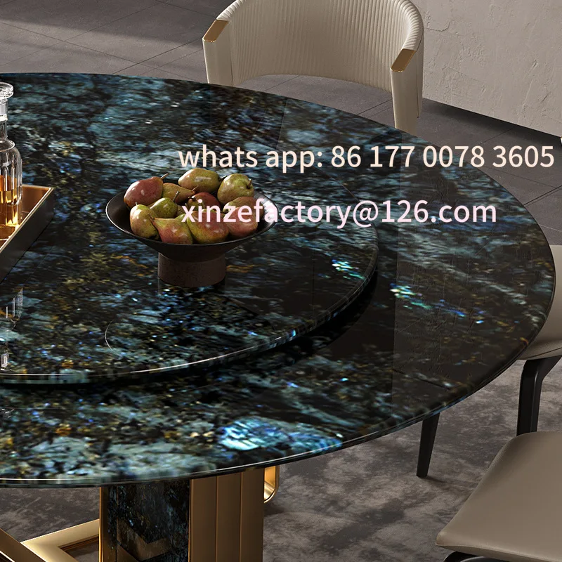 تخصيص البرتغالية الفاخرة الحجر فيلا فندق اللوبي الاستقبال التفاوض ضوء فاخر الفولاذ المقاوم للصدأ الرخام طاولة مستديرة لوكس