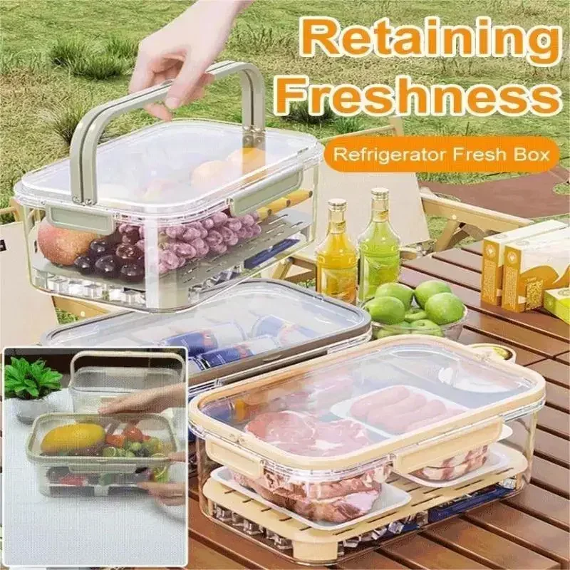 Portable Refrigerator Fresh-Keeping Box Portable Portable Transparent Crisper Travel Collapsible Sealed Food Storage Box