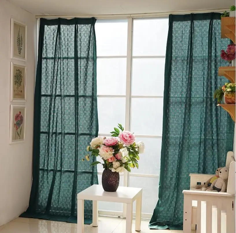 Juego de 2 nuevas cortinas semiopacas de lino 100% algodón, cortinas de tela nórdicas de Color sólido para sala de estar y dormitorio, Cortinas de alta gama