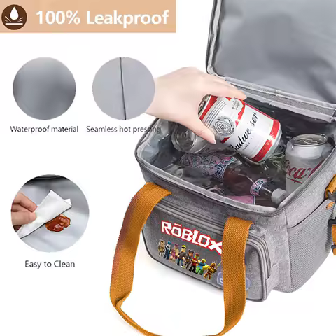 Roblox Portable Thermal Lunch Bag Picnic Food Cooler Bags Insulated Case Waterproof Lunchbag Shoulder Strap Cooling Box
