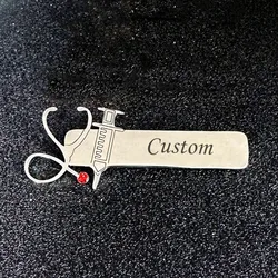 WLP New Fashion Custom Stainless Steel Engraved Name Lapel Pins for Doctor Nurse Personalized Professional Badges Brooch Jewelry