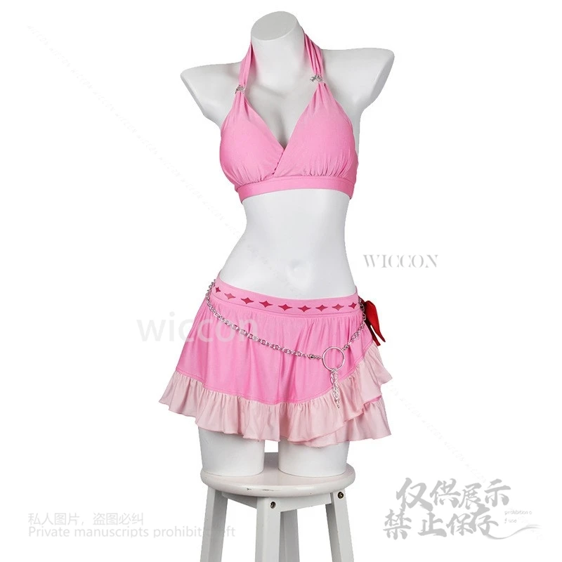 Игра Final Косплей Фэнтези VII Аэрит Гейнсборо Летний сексуальный купальник Бикини Костюм Женский парик Хэллоуин Вечерние наряды Роль