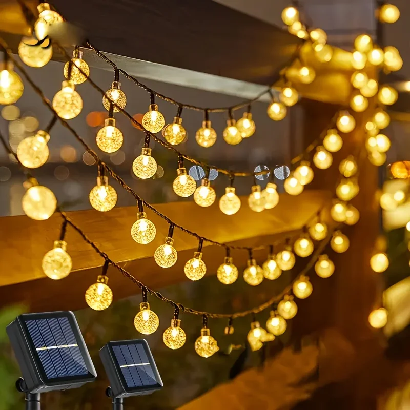 

Solar String Lights 100 LED Crystal Globe Solar Lights Outdoor IP65 Waterproof with 8 Modes for Garden Tree Patio Party Decor