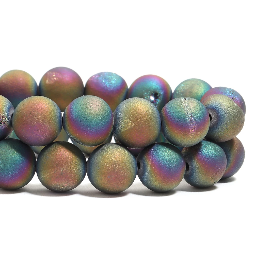 6/8/10 مللي متر متجمد مات الملونة العقيق حجر الخرز قوس قزح اللون الجولة فضفاض الخرز لصنع المجوهرات عقد دي اي واي سوار