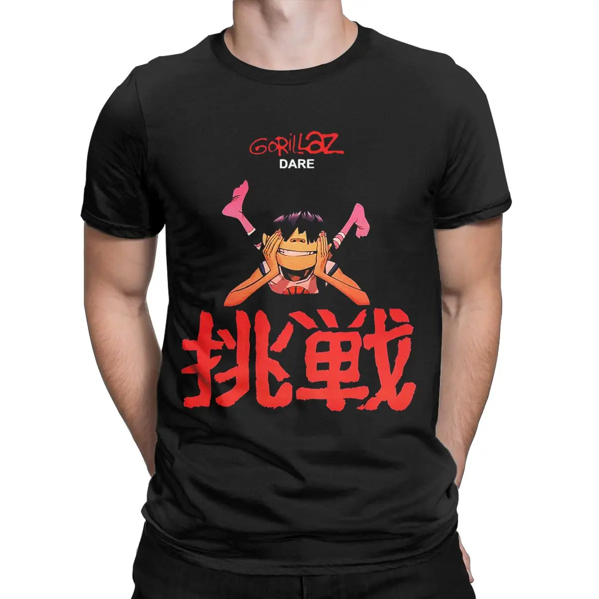 Men T-Shirts Gorillaz Funny Pure Cotton Tee Shirt Short Sleeve T Shirts Crewneck Clothes 4XL 5XL