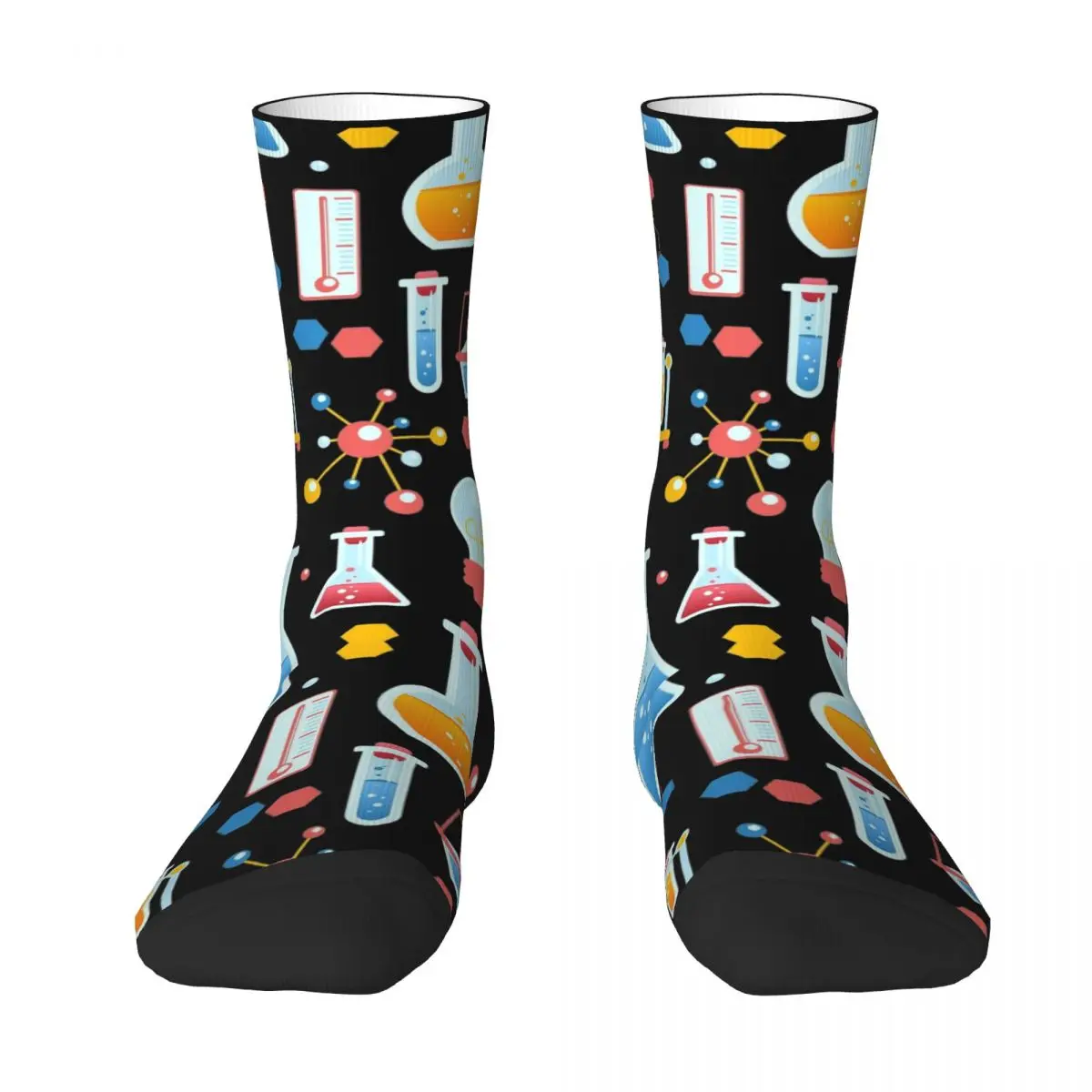 Unisex Men Socks Science Chemistry Pattern typography Stockings Autumn Harajuku Breathable Socks Custom Outdoor Non Skid Socks