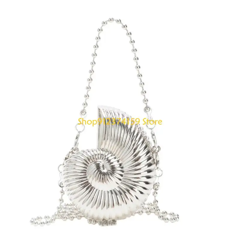

G5AE Women Small Shoulder Bag Metallic Conch Crossbody Purse with Chain Strap