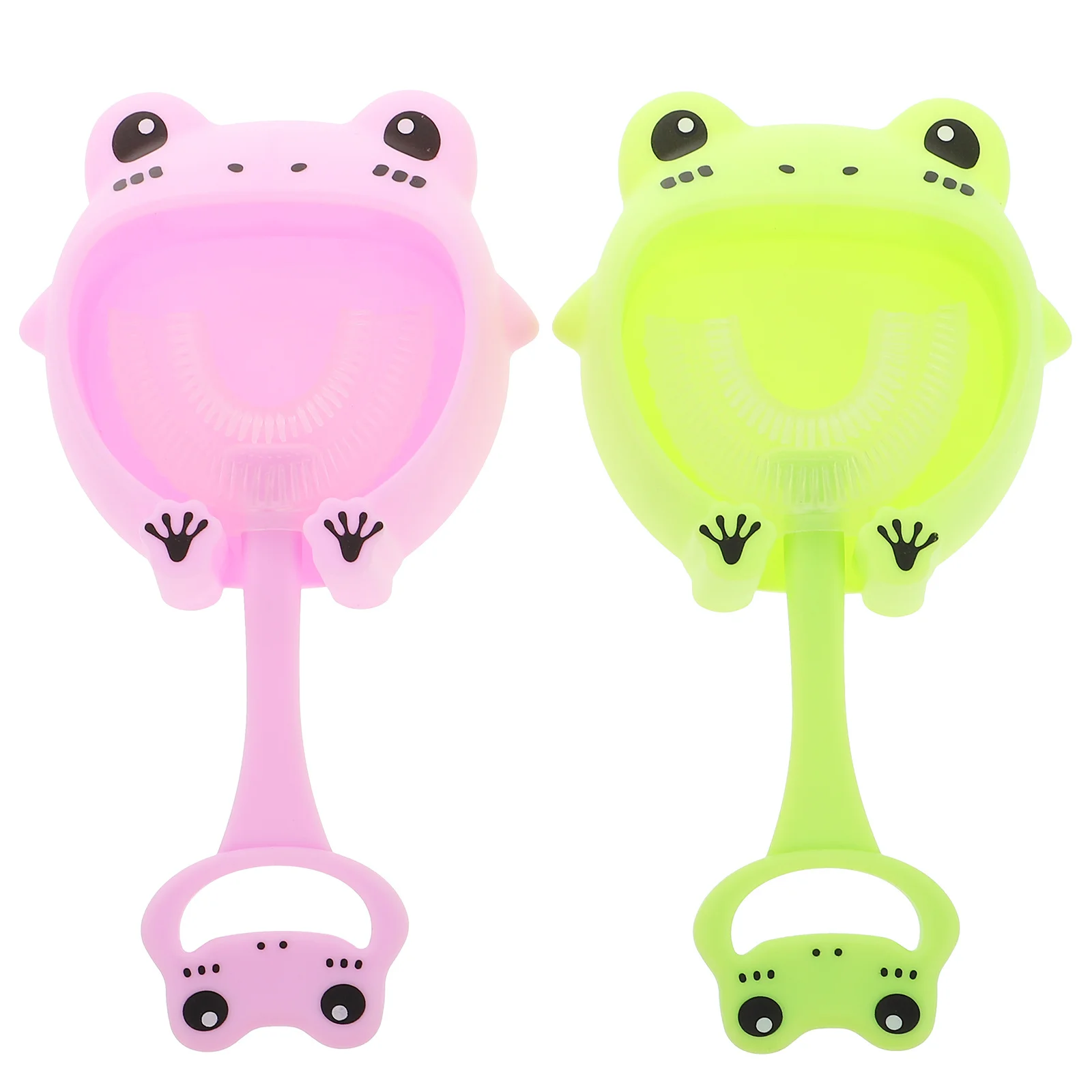 2 مجموعات الاطفال فرشاة أسنان من السيليكون على شكل حرف U شعيرات ناعمة أداة تنظيف الفم طفل فرشاة الأسنان سن 2-4 أطفال فرشاة تنظيف الأسنان #5