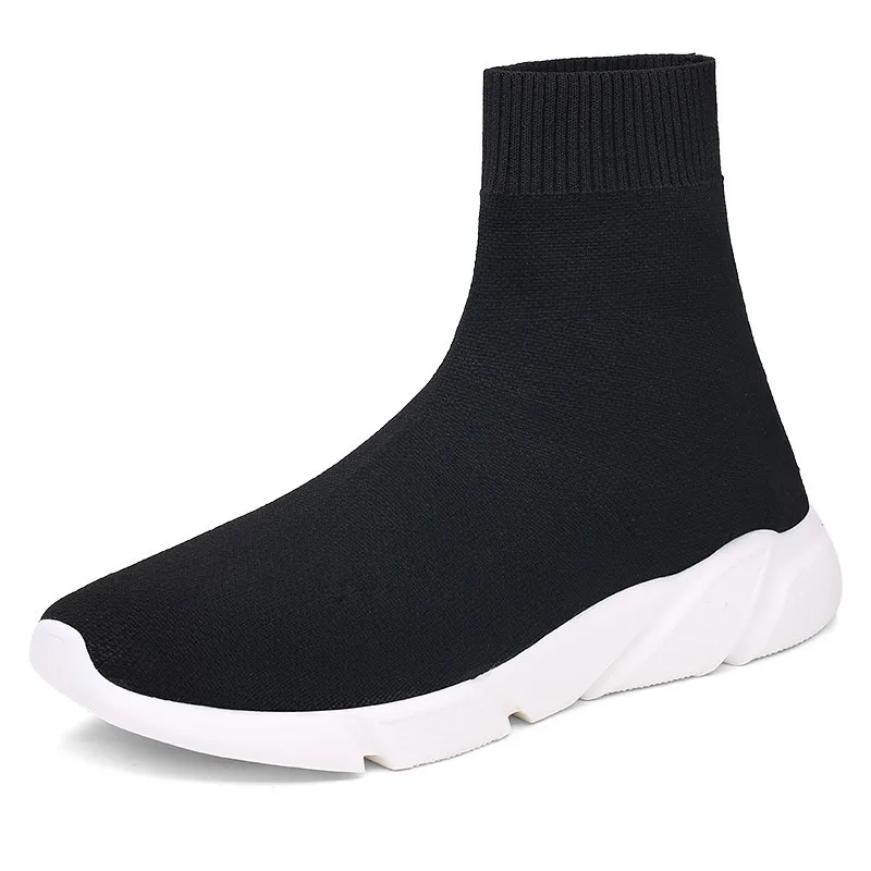 Brand Unisex Socks Shoes Breathable High-top Running Shoes Men\'s Casual Sneakers Mesh Stretch Fabric Slip-On Ladies Sports Shoes