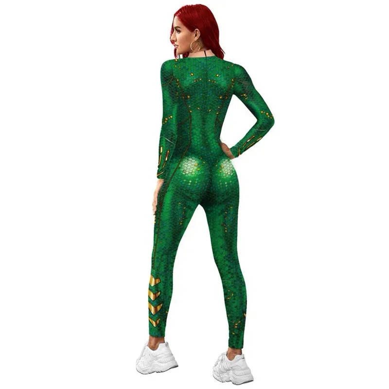 بدلة Aquaman Arthur Curry Atlantis Queen Mera Catsuit التأثيرية للهالوين للنساء والفتيات Zentai كرنفال بدلة كروية رائعة