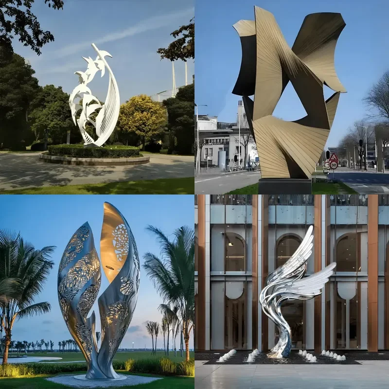 Modern Art Design Enhanced Large Vertical Stainless Steel Sculpture for Cultural Center Decoration