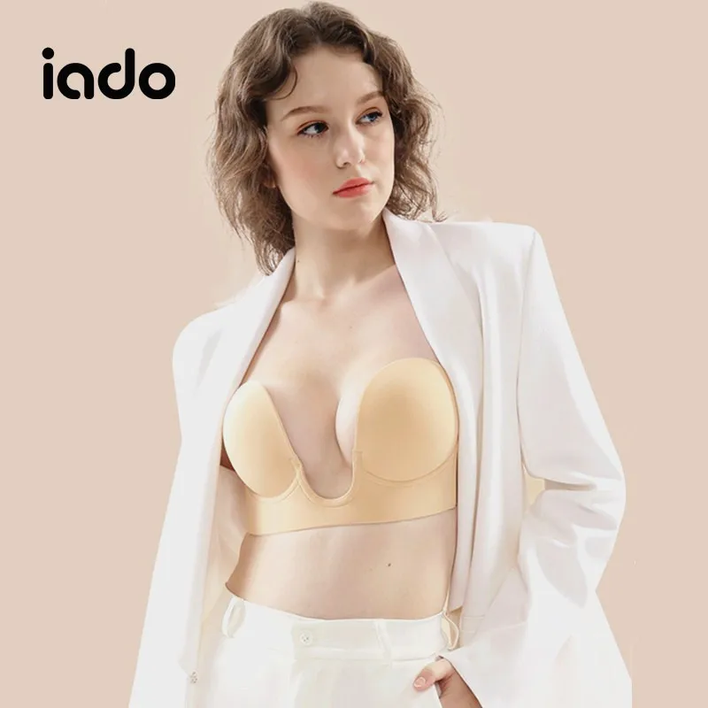 U-Shaped Invisible Adhesive Plunge Silicone Bra Women Sexy Bralette Strapless Backless Breast Lifting Push Up Dress Underwear