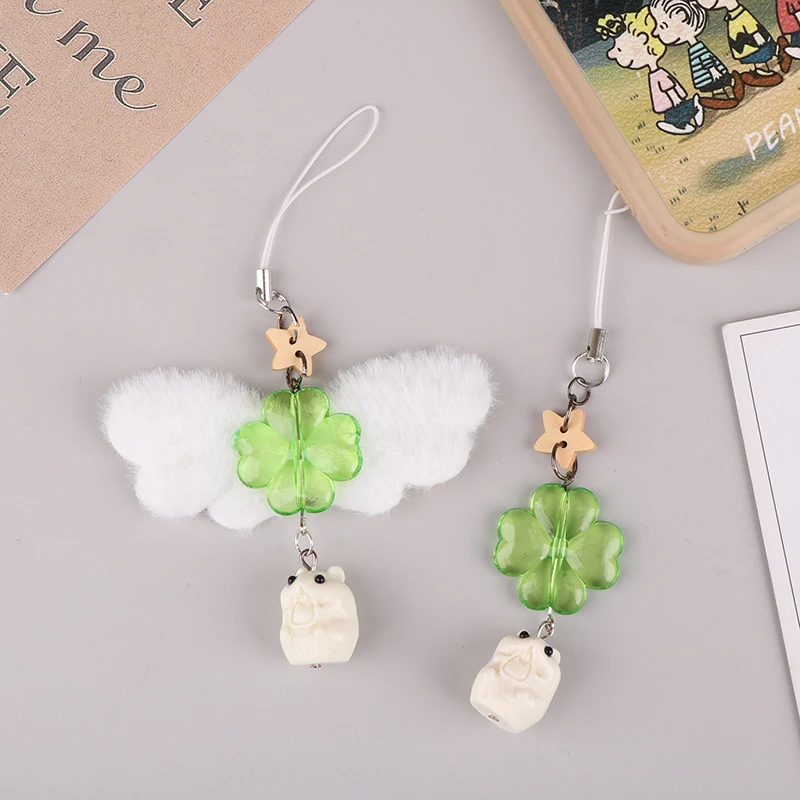 1Pc groene Lucky Clover Groundhog sleutelhanger Lucky Clover mobiele telefoon hangende touw hanger sleutelhanger