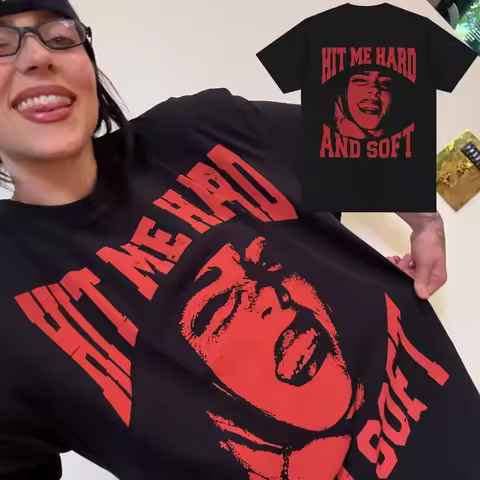 Ladies' and Men's Short Sleeve Pure Cotton T-Shirts by Billie Eilish, Fashion Brand Summer Collection Y2K Style Women's Tops