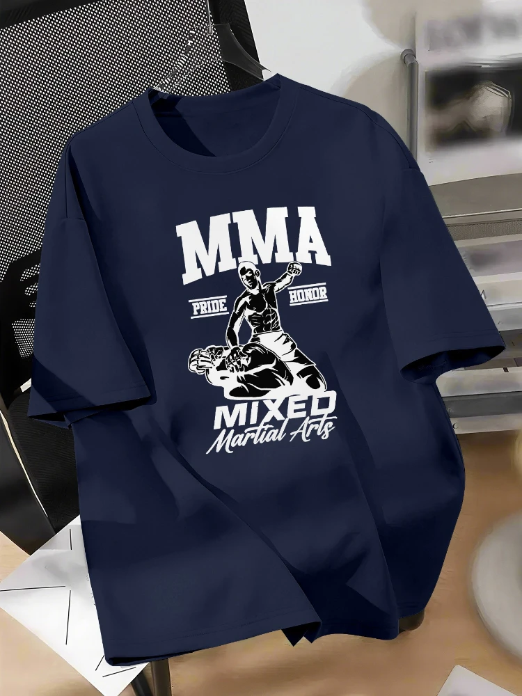 

Men's MMA Fighter graphics, with "military hero" 100% cotton short-sleeved printed design, summer casual T-shirt.